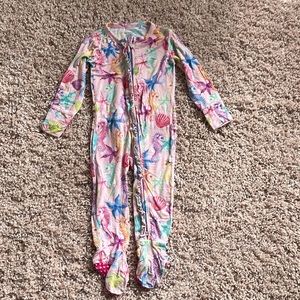 Posh Peanut Multicolored Seahorse Footie Ruffled Zippered One Piece